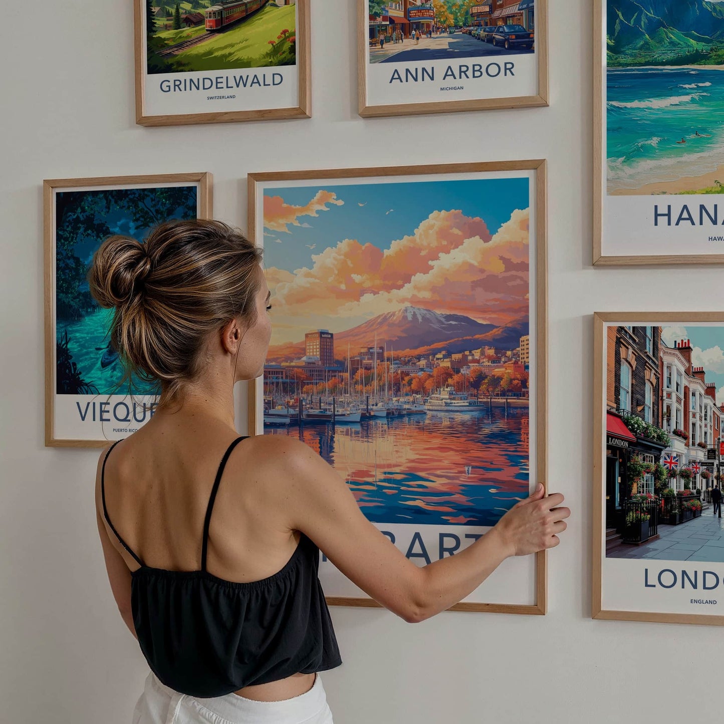 Hobart Poster - Australia Travel Art - Mountain City Marina Home Decor