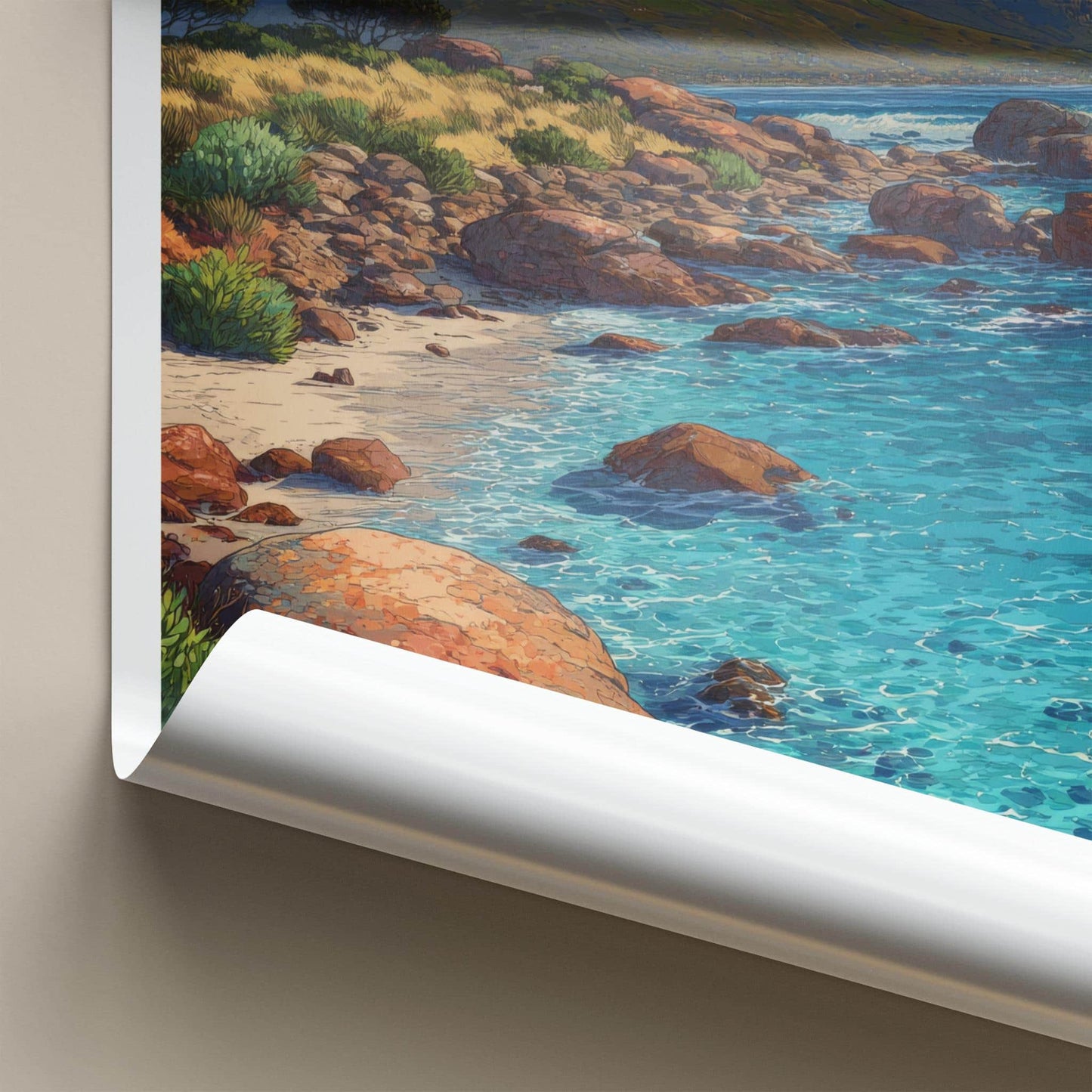 Hoerikwaggo Poster - South Africa Travel Art - Rocky Shore Cliffs Home Decor