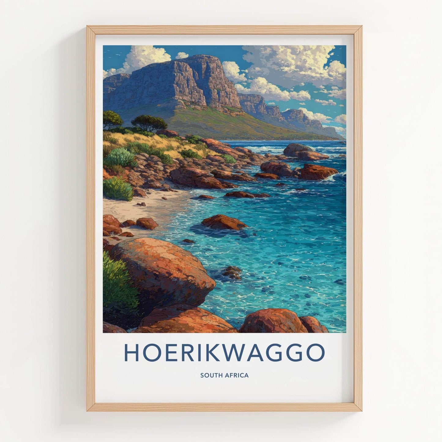 Hoerikwaggo Poster - South Africa Travel Art - Rocky Shore Cliffs Home Decor