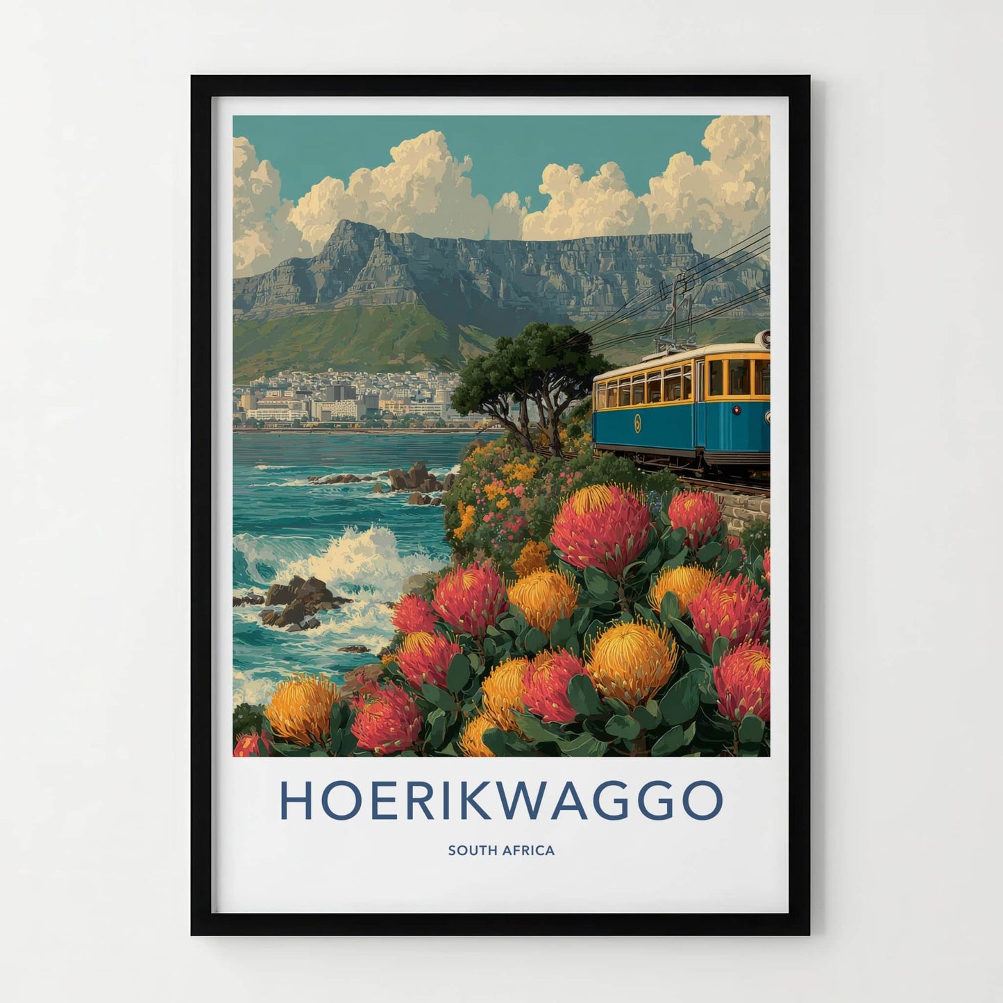 Hoerikwaggo Poster - South Africa Travel Print - Coastal Train Ride Home Decor