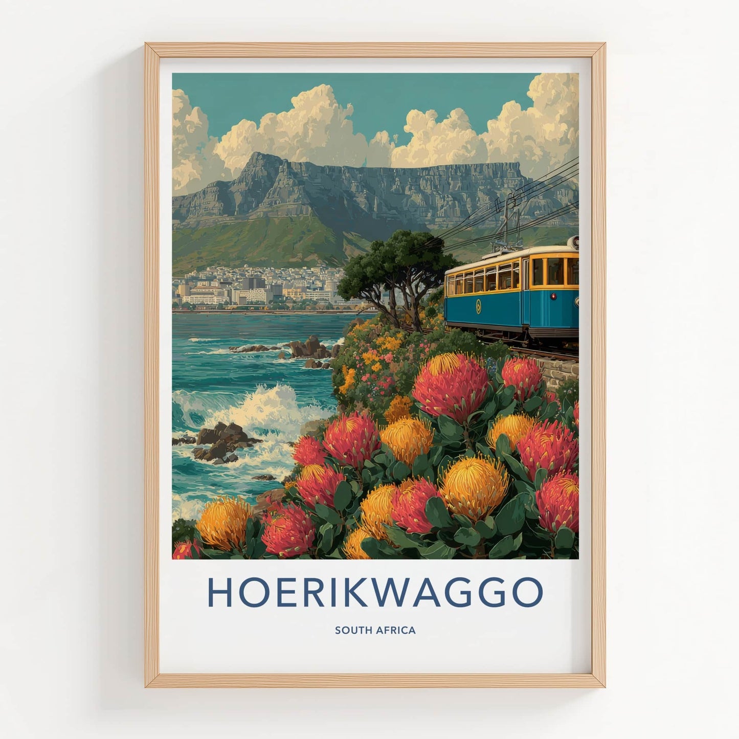 Hoerikwaggo Poster - South Africa Travel Print - Coastal Train Ride Home Decor