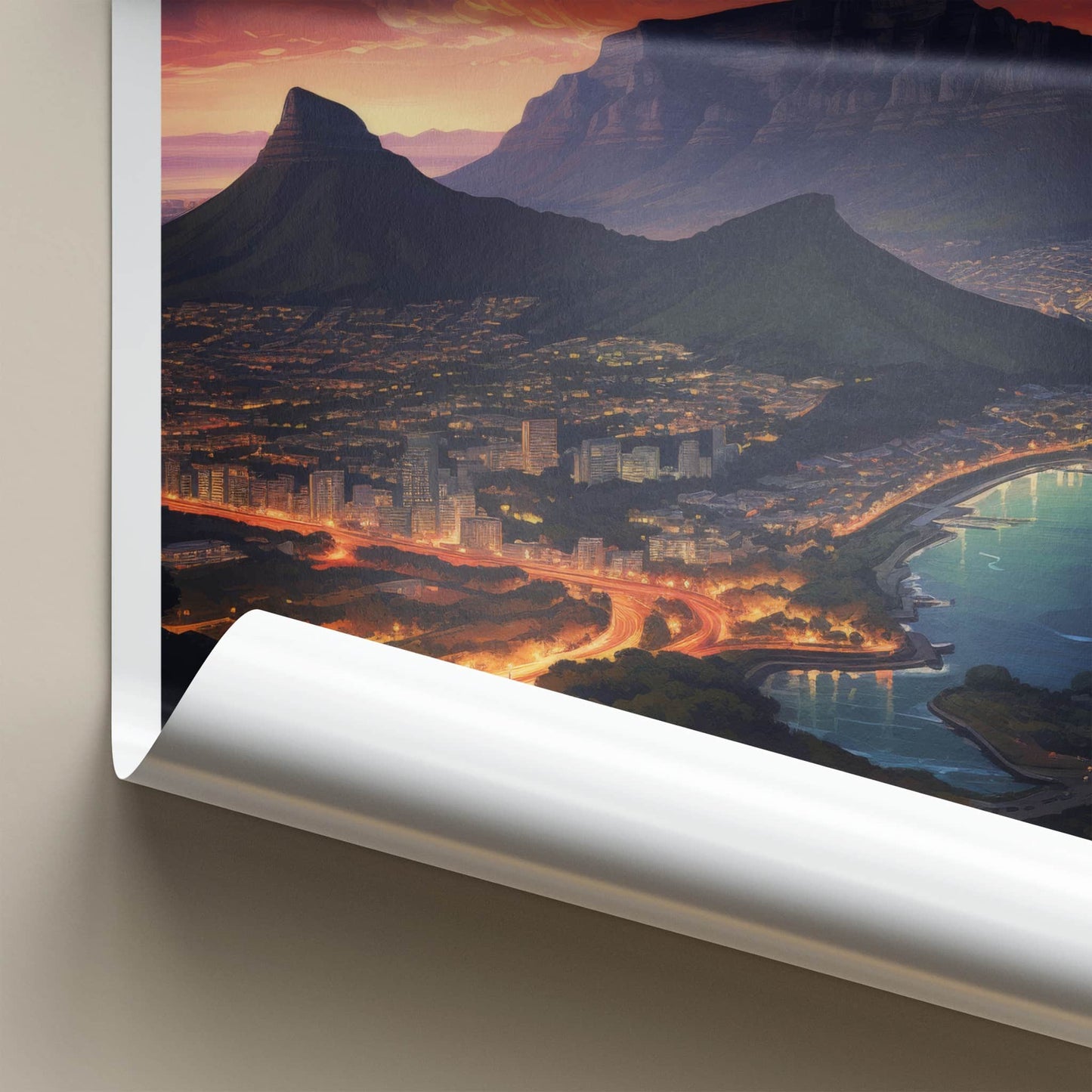 Hoerikwaggo Poster - South Africa Wall Art - Mountain City Twilight Home Decor