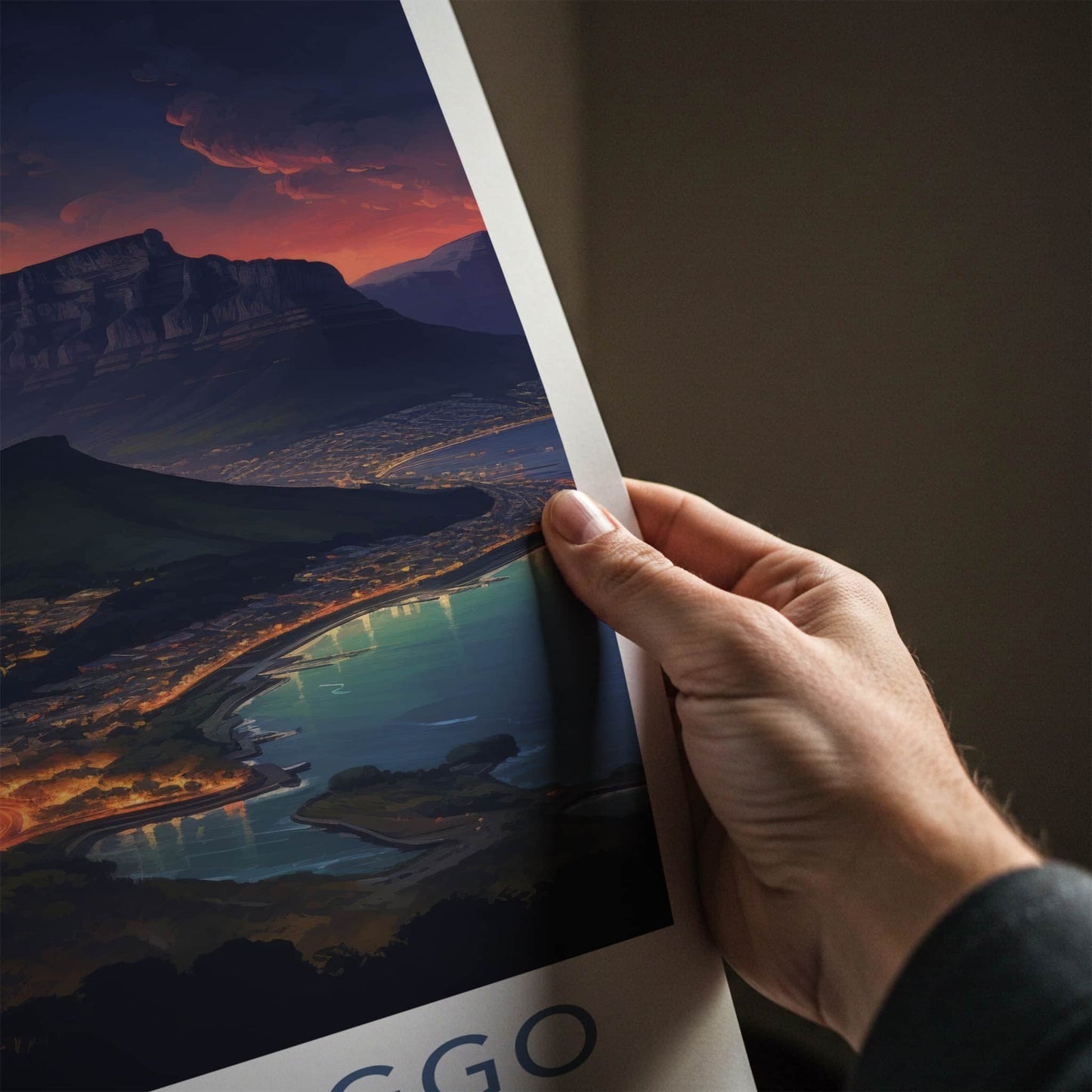 Hoerikwaggo Poster - South Africa Wall Art - Mountain City Twilight Home Decor