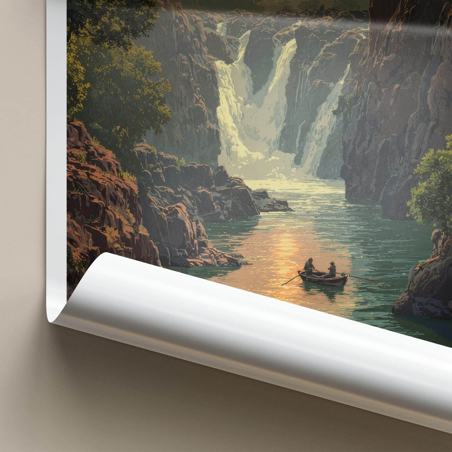 Hogenakkal Poster - India Travel Art - Tamil Nadu River Sunset Home Decor