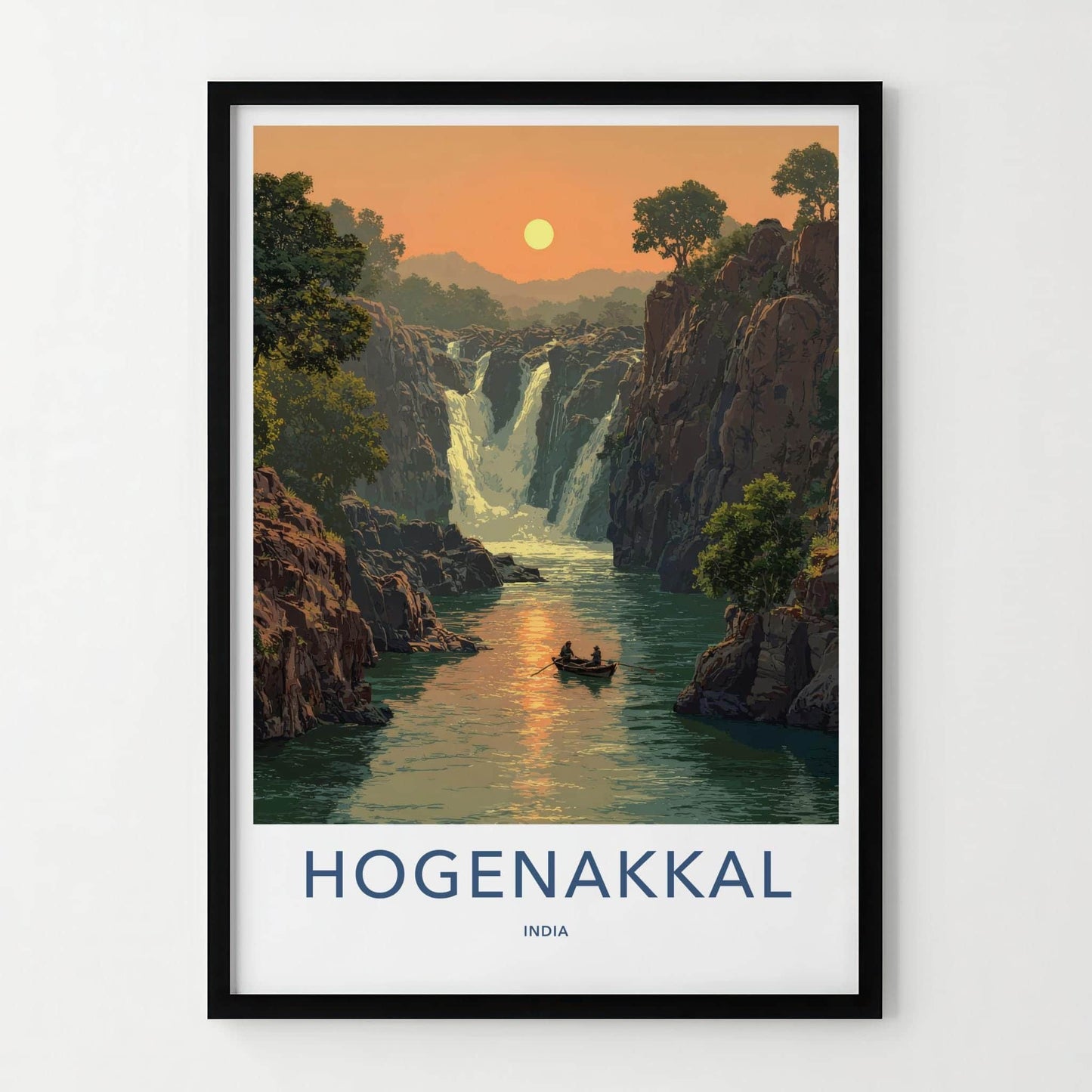 Hogenakkal Poster - India Travel Art - Tamil Nadu River Sunset Home Decor