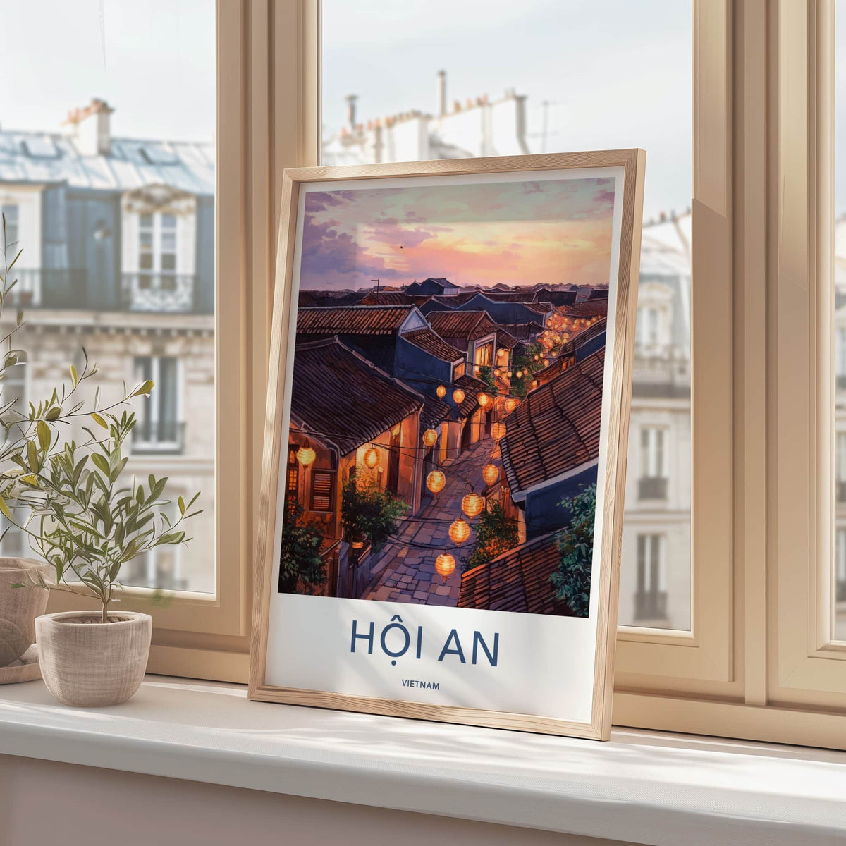 Hoi An Poster - Vietnam Travel Art - Glowing Lanterns Evening Home Decor