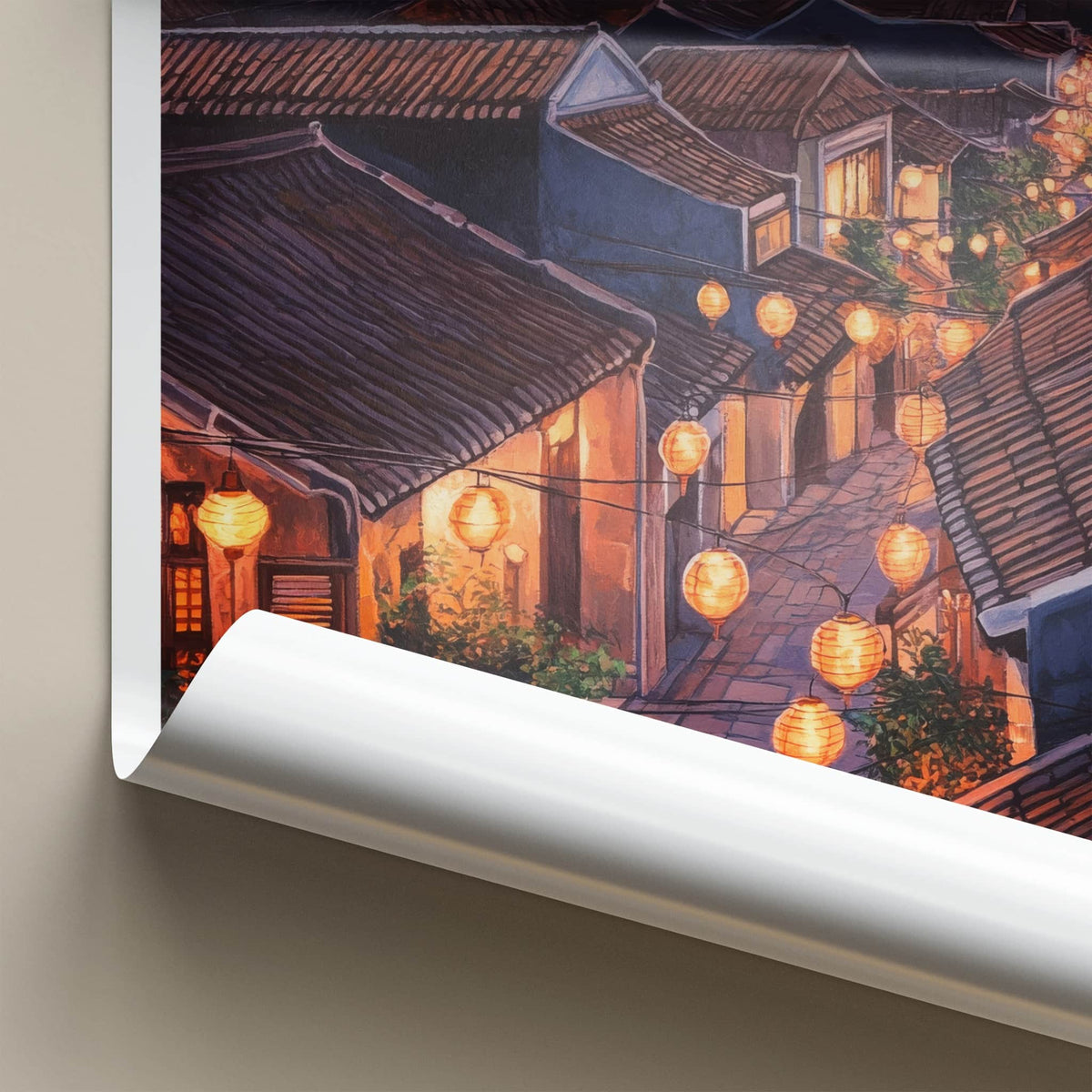 Hoi An Poster - Vietnam Travel Art - Glowing Lanterns Evening Home Decor