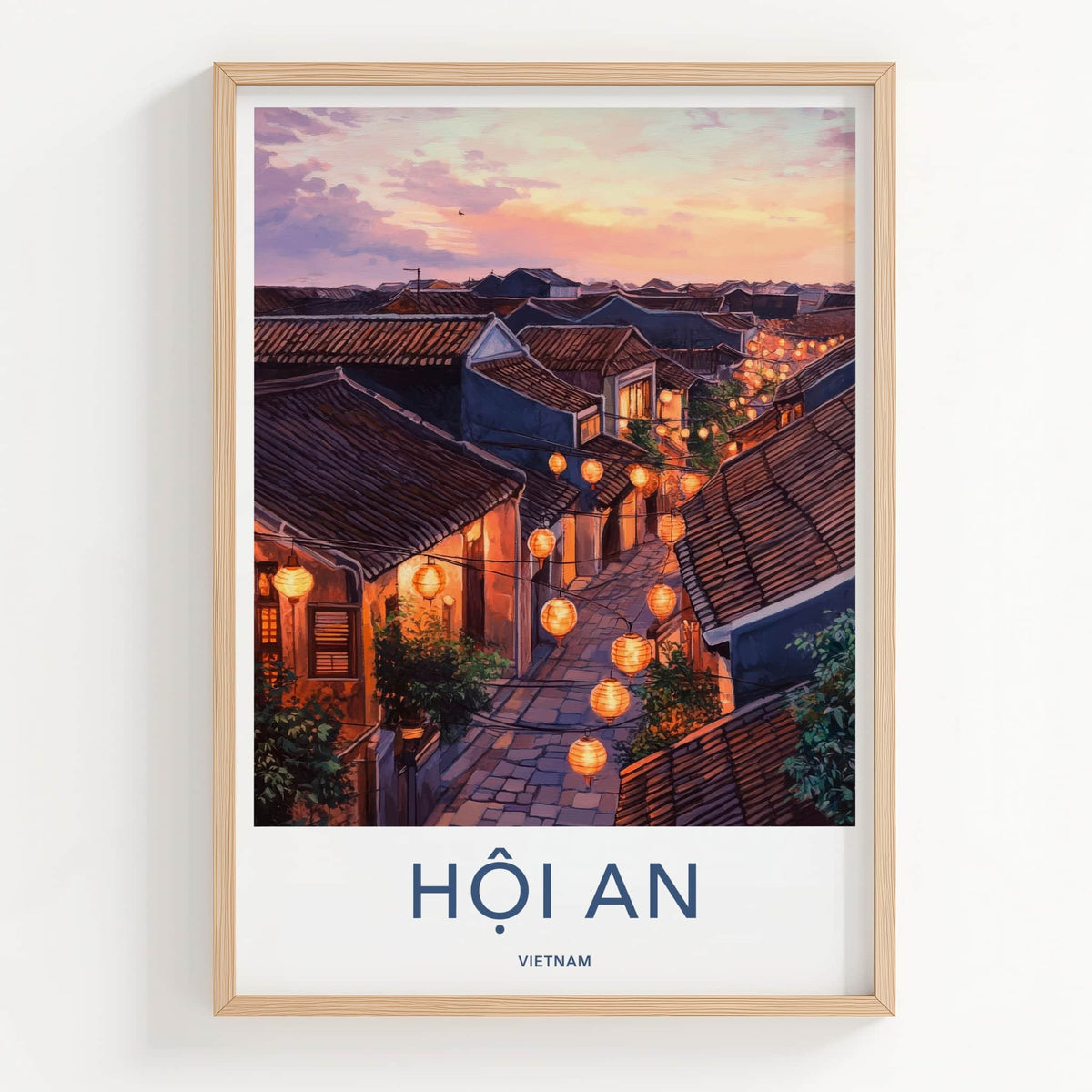 Hoi An Poster - Vietnam Travel Art - Glowing Lanterns Evening Home Decor
