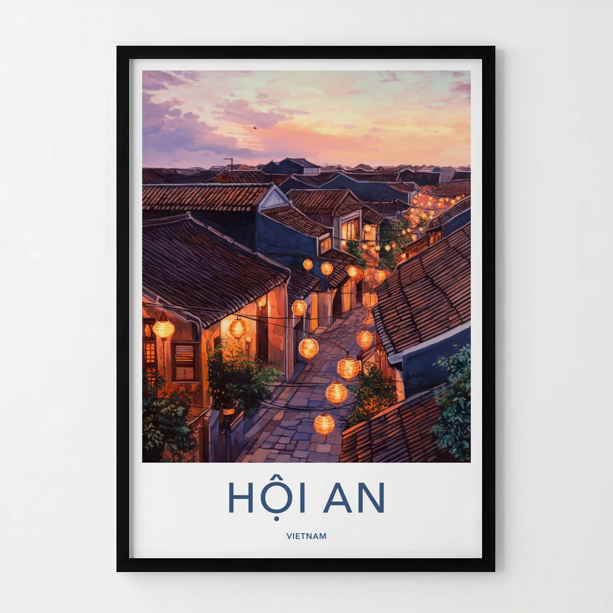 Hoi An Poster - Vietnam Travel Art - Glowing Lanterns Evening Home Decor