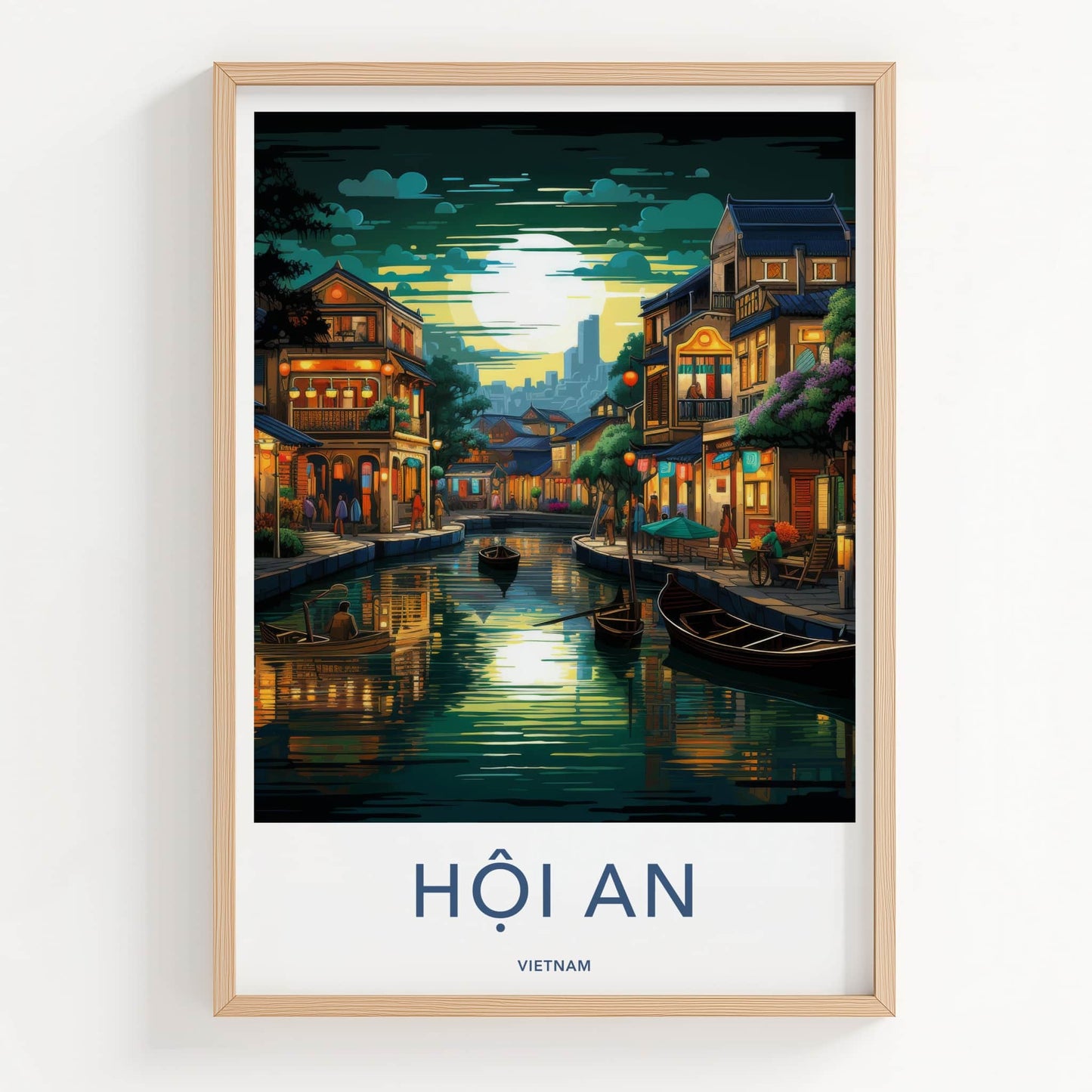 Hoi An Poster - Vietnam Travel Art - Historic Riverside Scene Home Decor