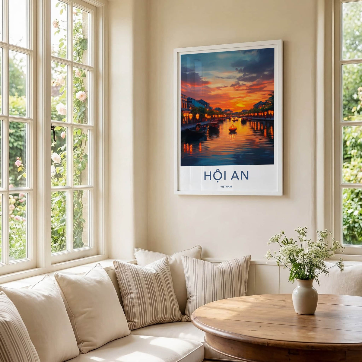 Hoi An Poster - Vietnam Travel Art - Riverside Lantern Sunset Home Decor