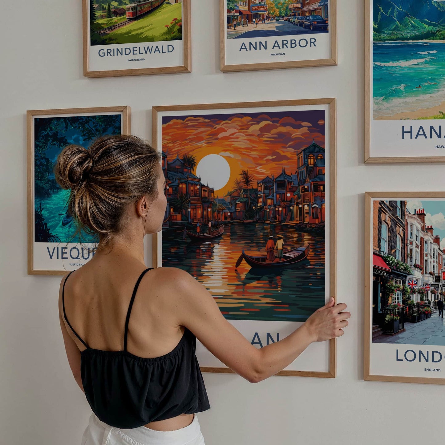 Hoi An Poster - Vietnam Travel Art - Vibrant River Sunset Home Decor