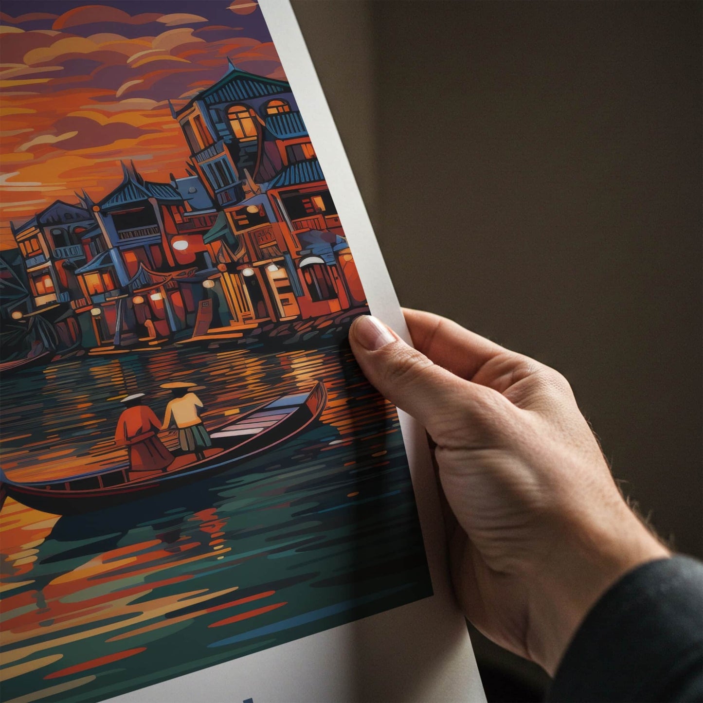 Hoi An Poster - Vietnam Travel Art - Vibrant River Sunset Home Decor