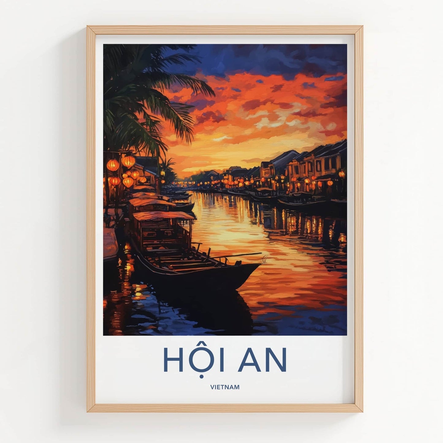 Hoi An Poster - Vietnam Wall Art - Historic Riverfront Lights Home Decor
