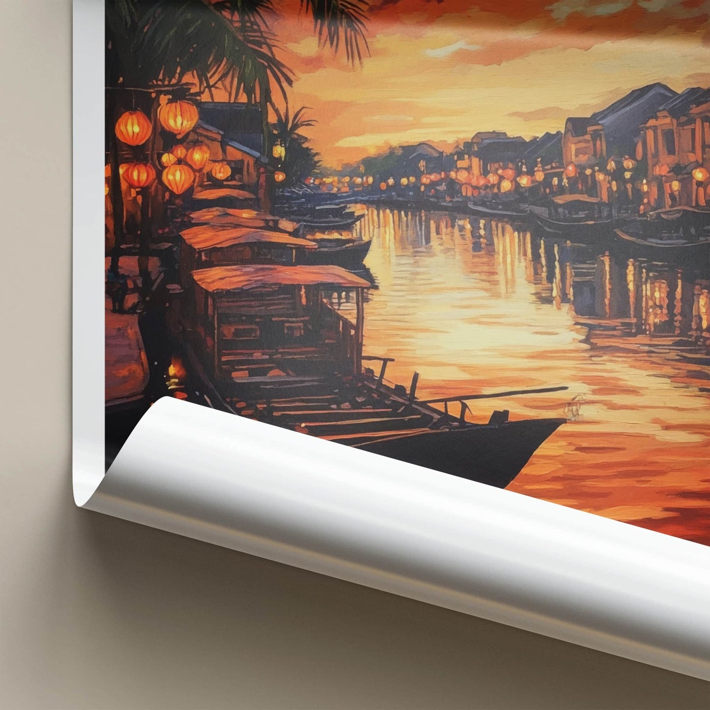 Hoi An Poster - Vietnam Wall Art - Historic Riverfront Lights Home Decor