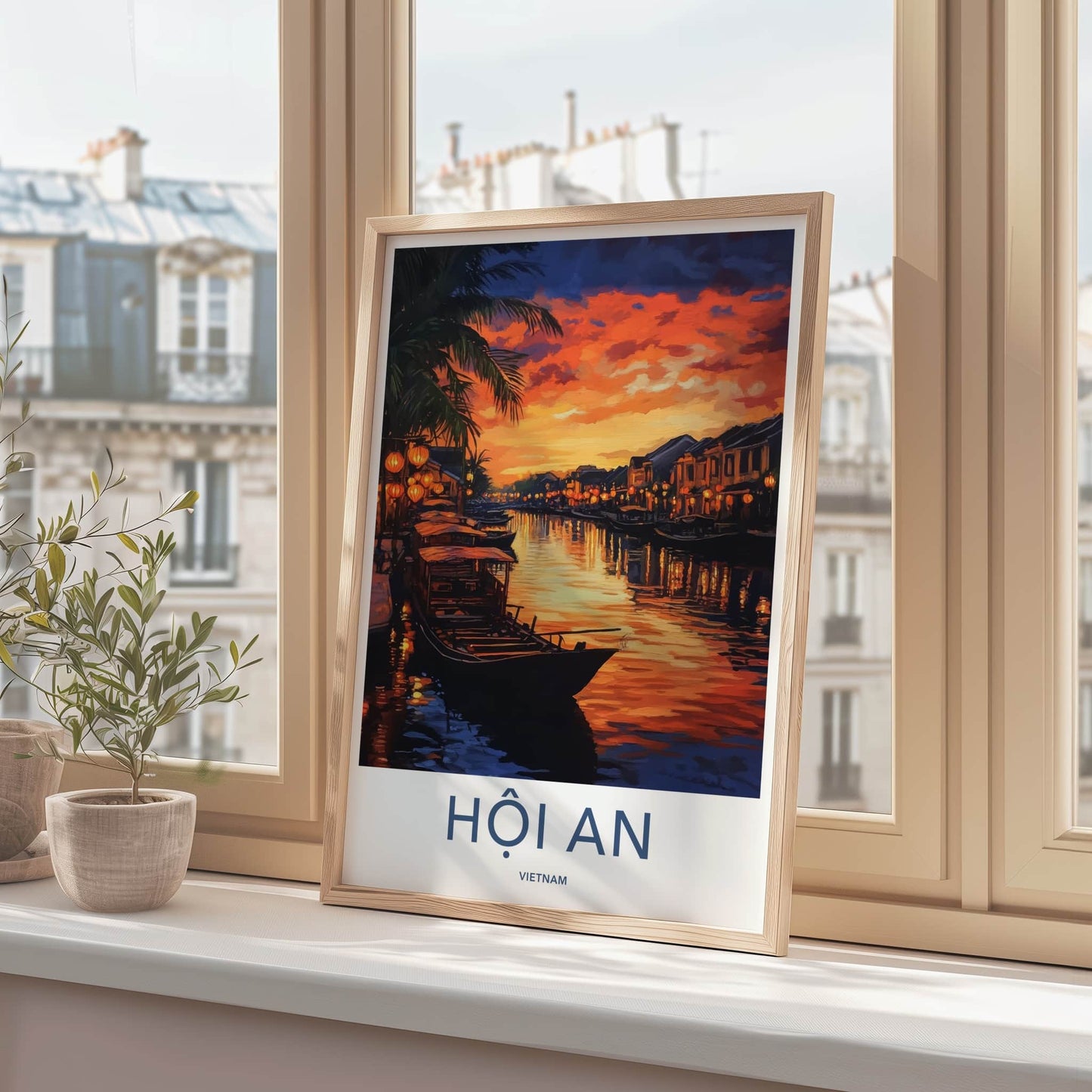 Hoi An Poster - Vietnam Wall Art - Historic Riverfront Lights Home Decor