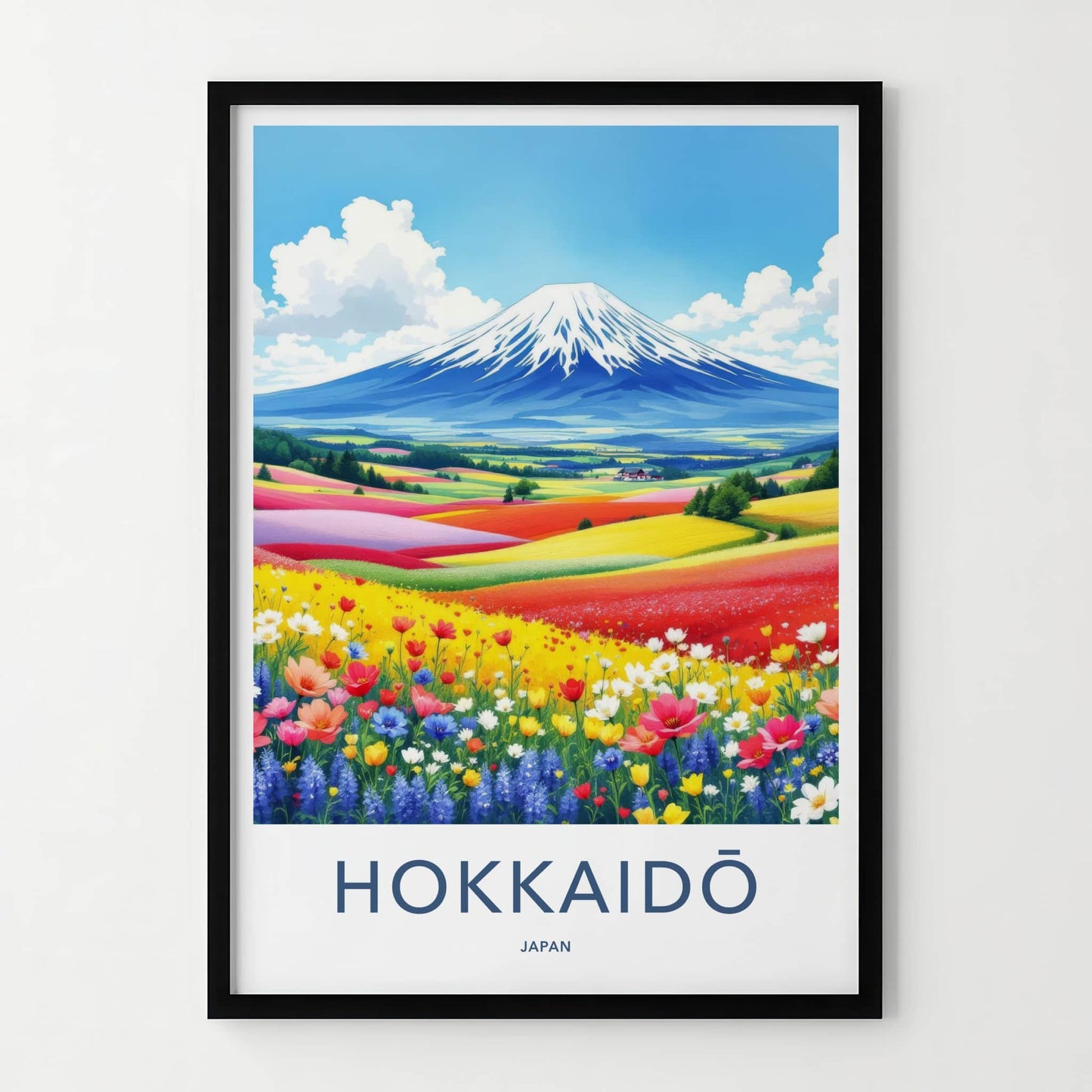 Hokkaido Poster - Japan Travel Art - Vibrant Flower Fields Home Decor