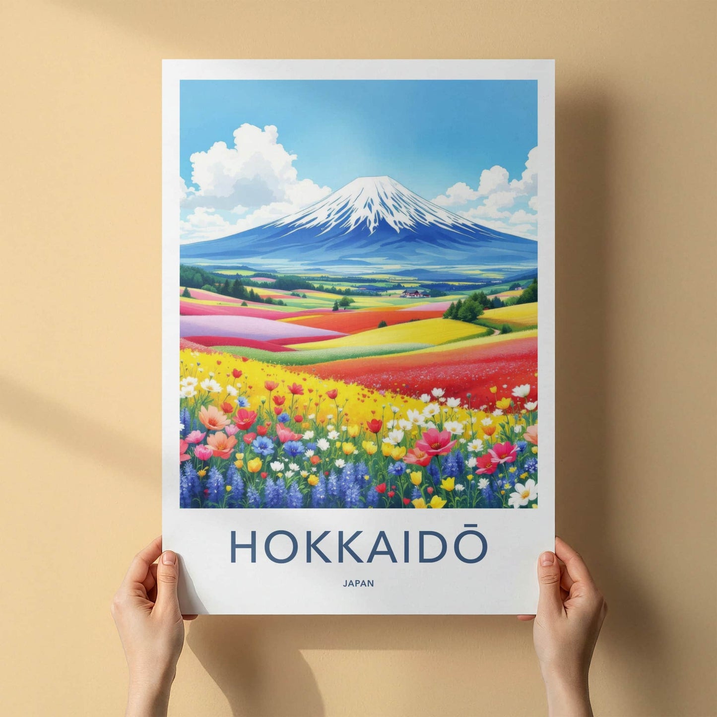 Hokkaido Poster - Japan Travel Art - Vibrant Flower Fields Home Decor