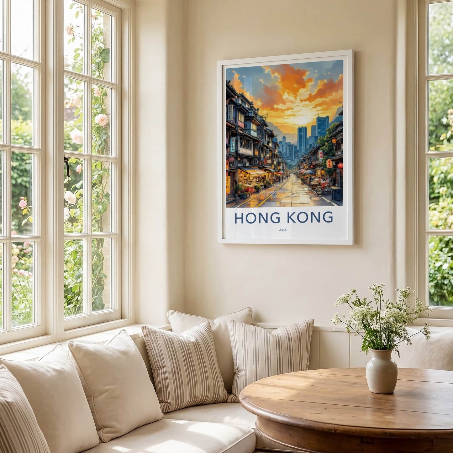 Hong Kong Poster - China Art Print - Vibrant Market Street Home Decor