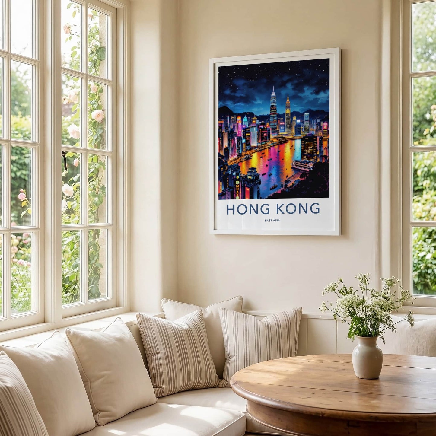 Hong Kong Poster - China Travel Art - Vibrant City Lights Home Decor