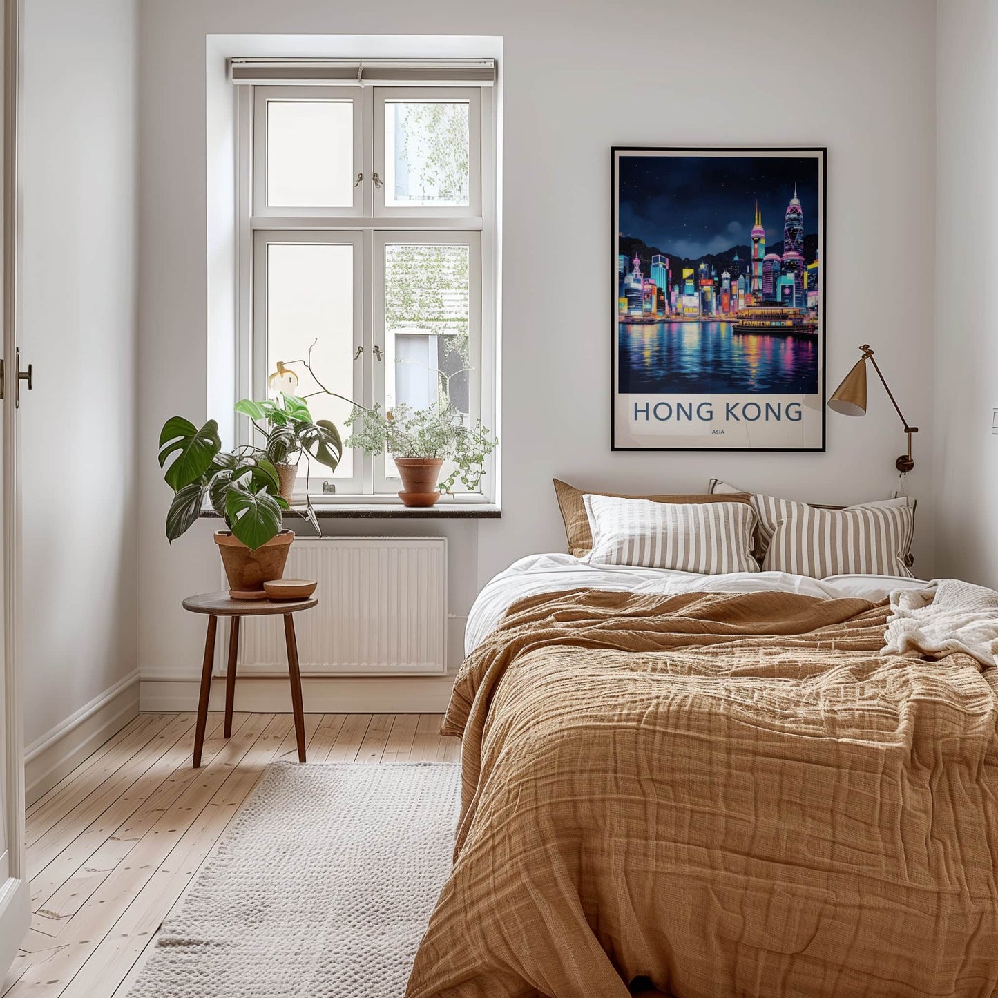 Hong Kong Poster - China Travel Art - Vibrant Night Skyline Home Decor