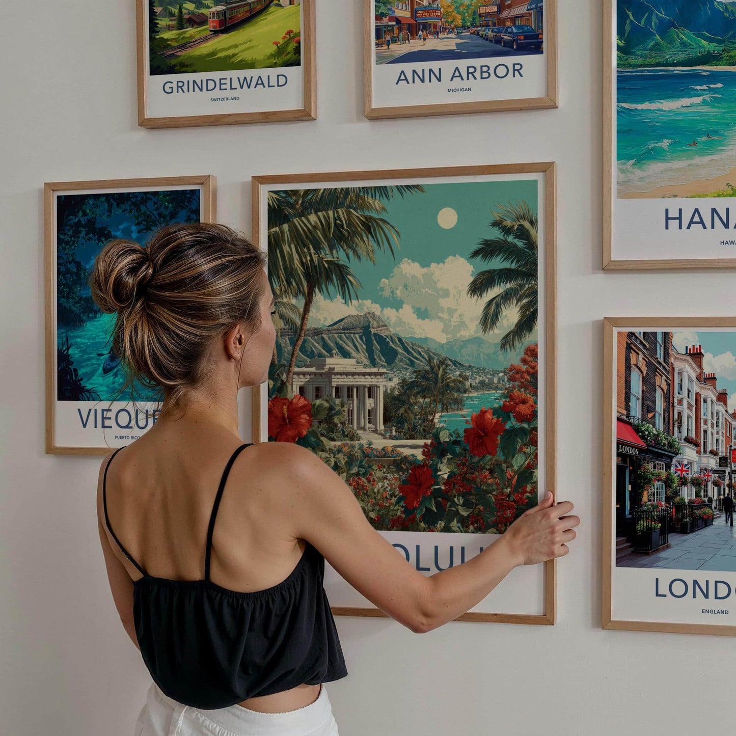 Honolulu Poster - Hawaii Travel Art - Tropical Resort View Wall Decor