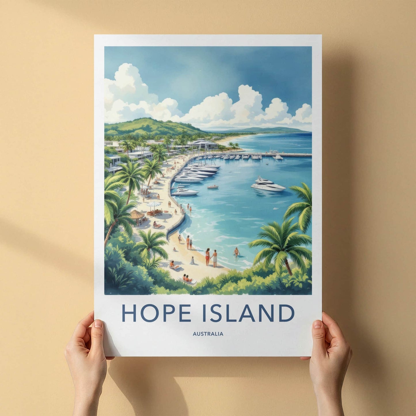 Hope Island Poster - Australia Travel Art - Lush Island Marina Home Decor