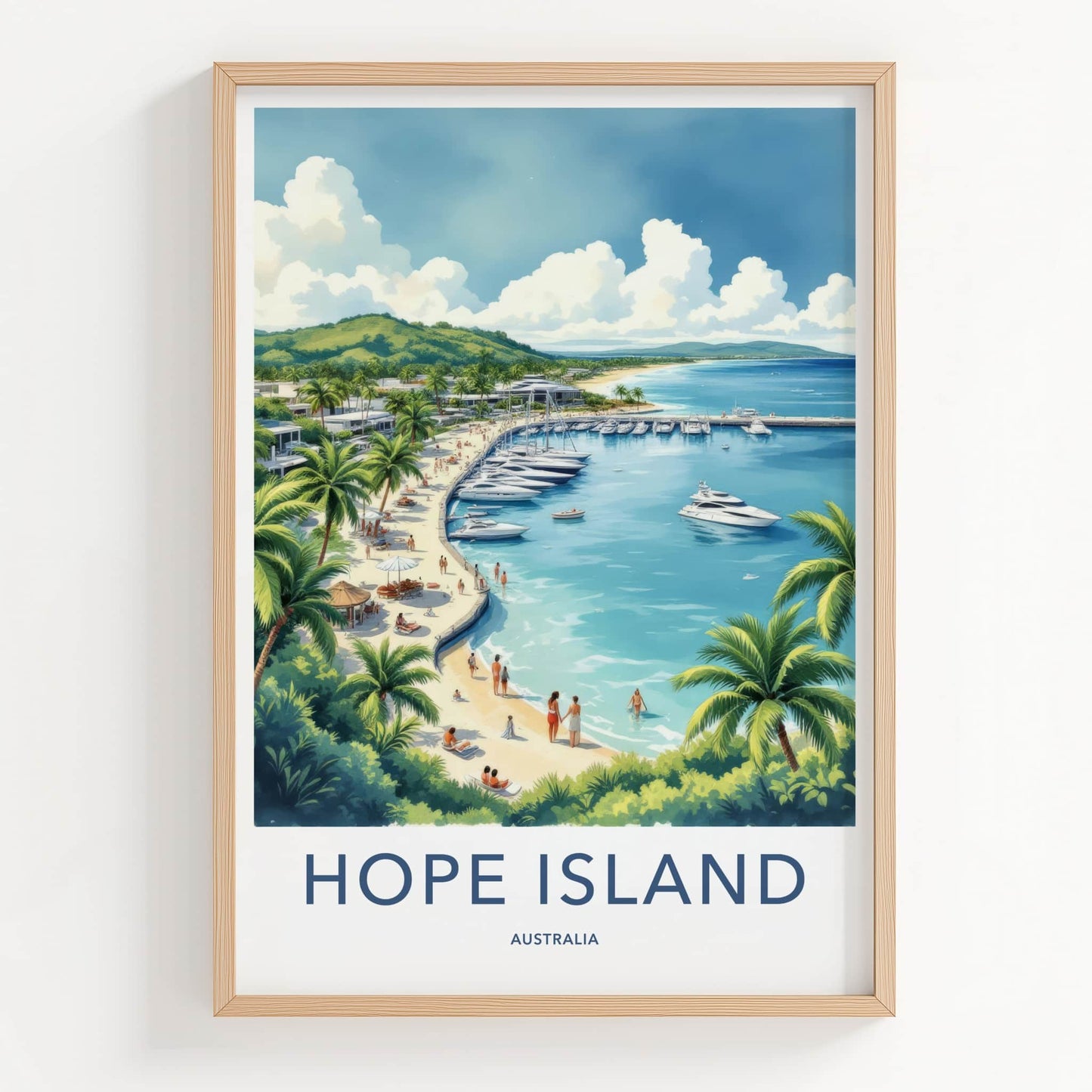 Hope Island Poster - Australia Travel Art - Lush Island Marina Home Decor