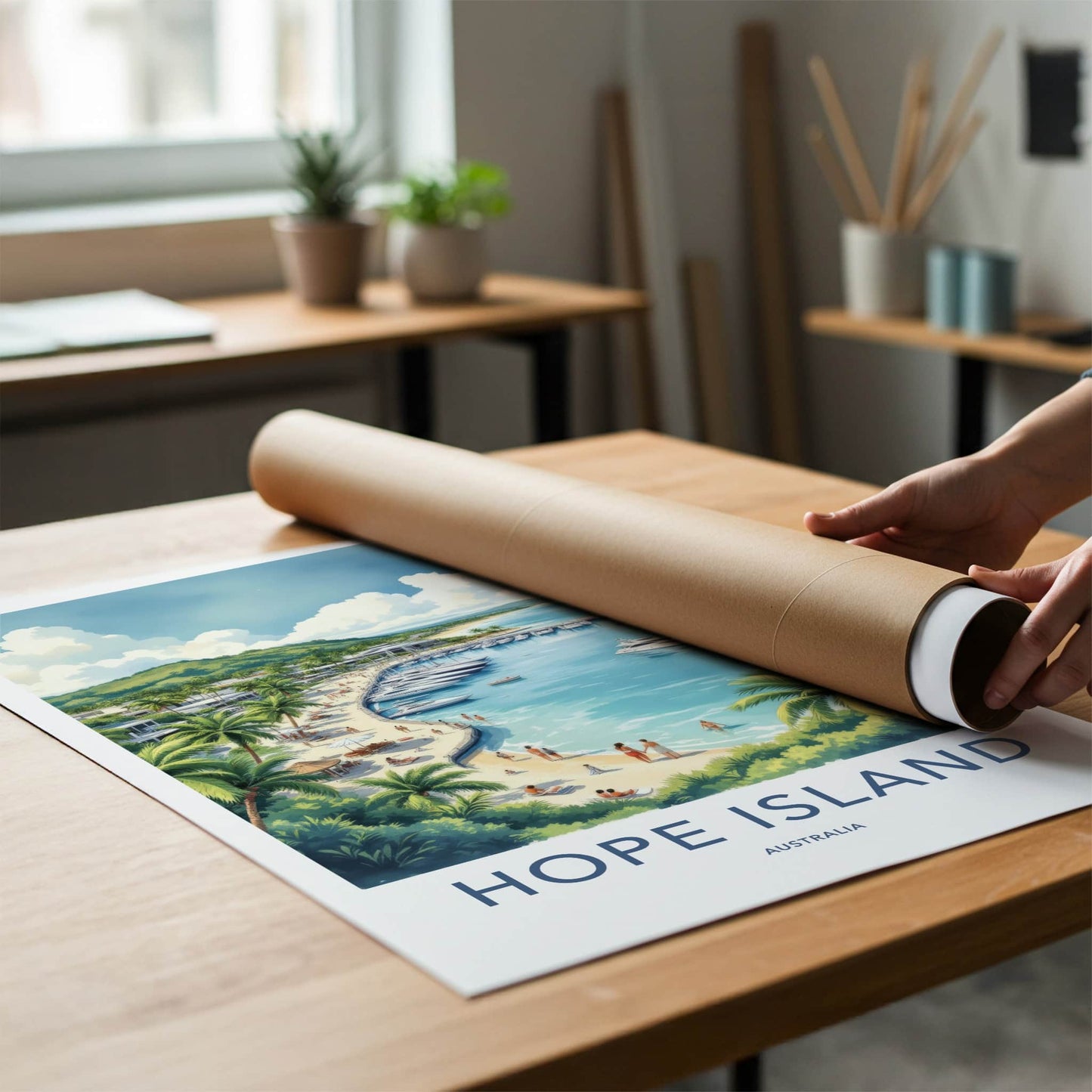 Hope Island Poster - Australia Travel Art - Lush Island Marina Home Decor