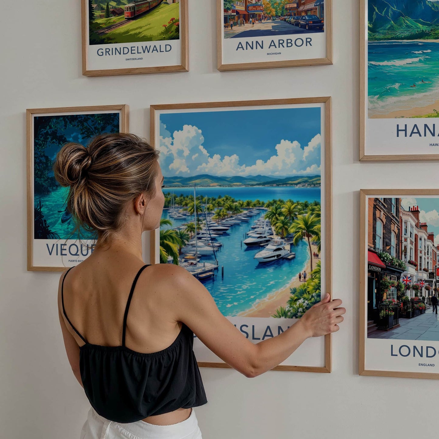 Hope Island Poster - Australia Travel Art - Luxury Yachts Marina Home Decor
