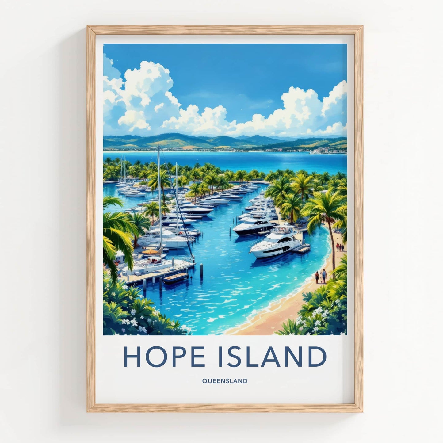 Hope Island Poster - Australia Travel Art - Luxury Yachts Marina Home Decor
