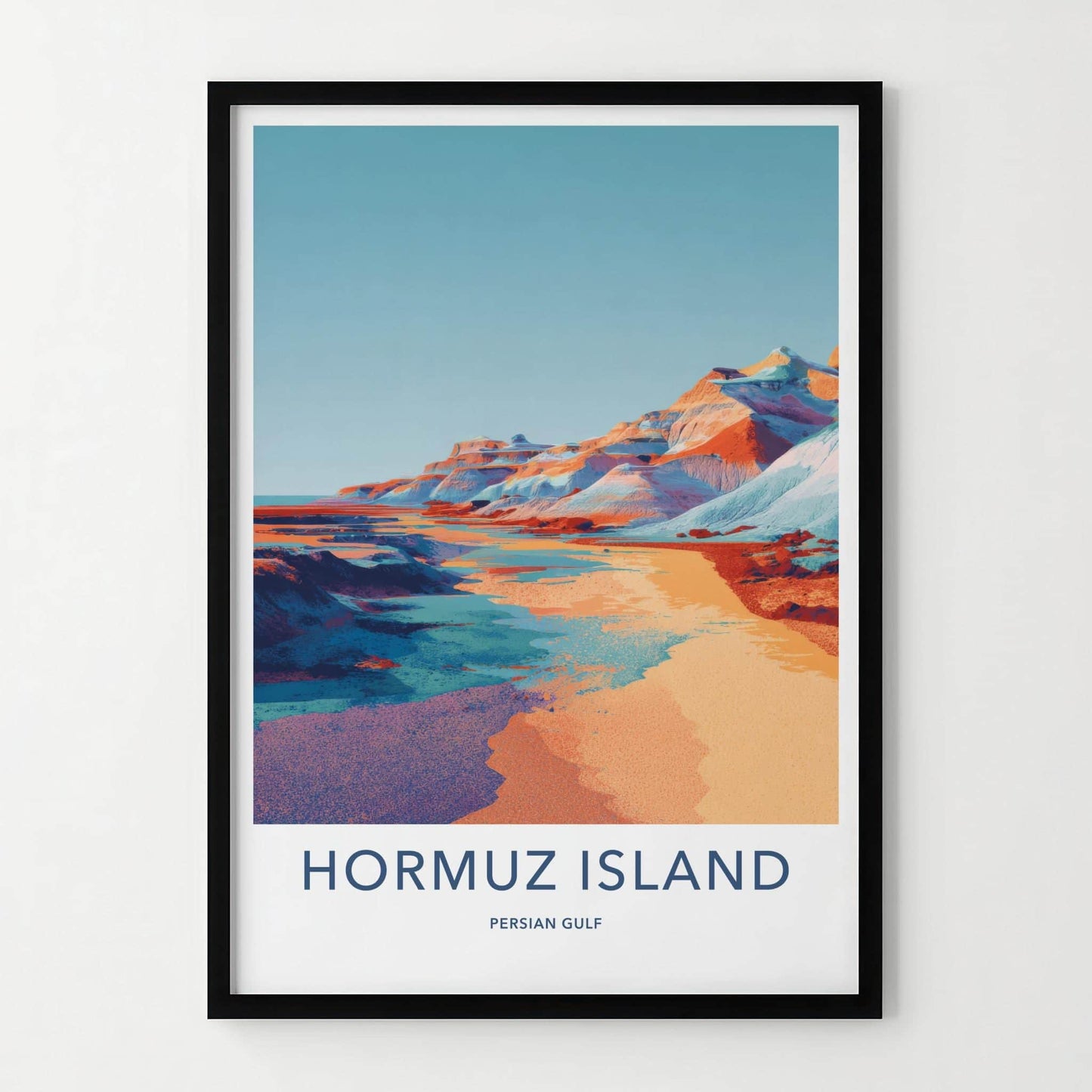 Hormuz Island Poster - Iran Travel Art - Vivid Striped Mountains Home Decor