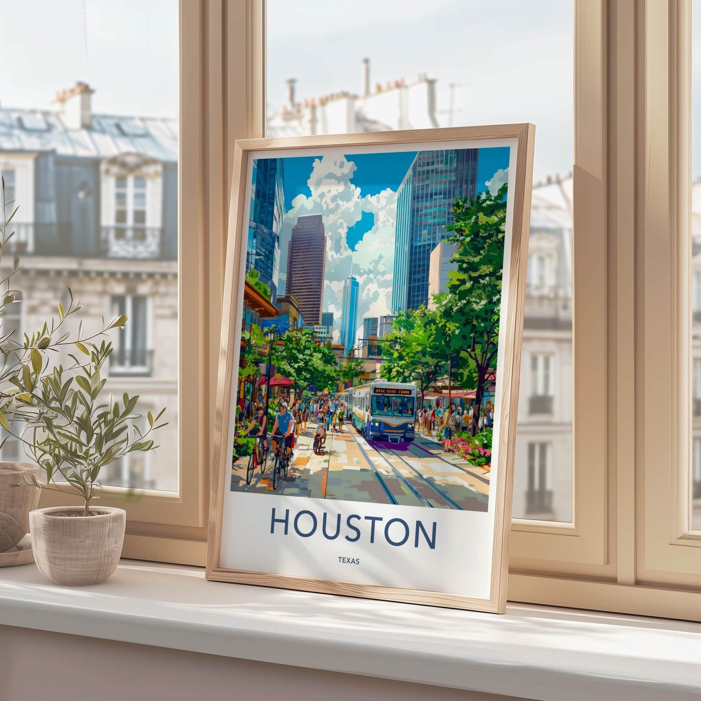 Houston Poster - Texas Travel Art - Lively City Scene Home Decor