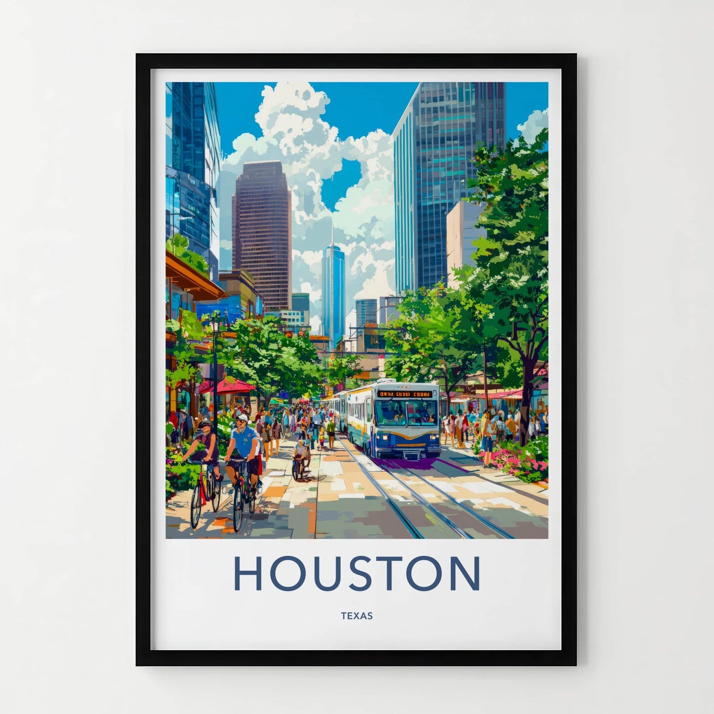 Houston Poster - Texas Travel Art - Lively City Scene Home Decor