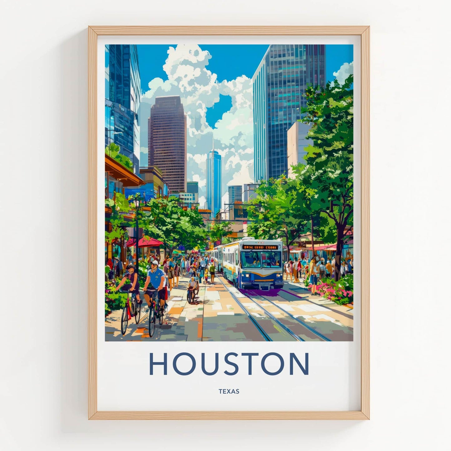 Houston Poster - Texas Travel Art - Lively City Scene Home Decor