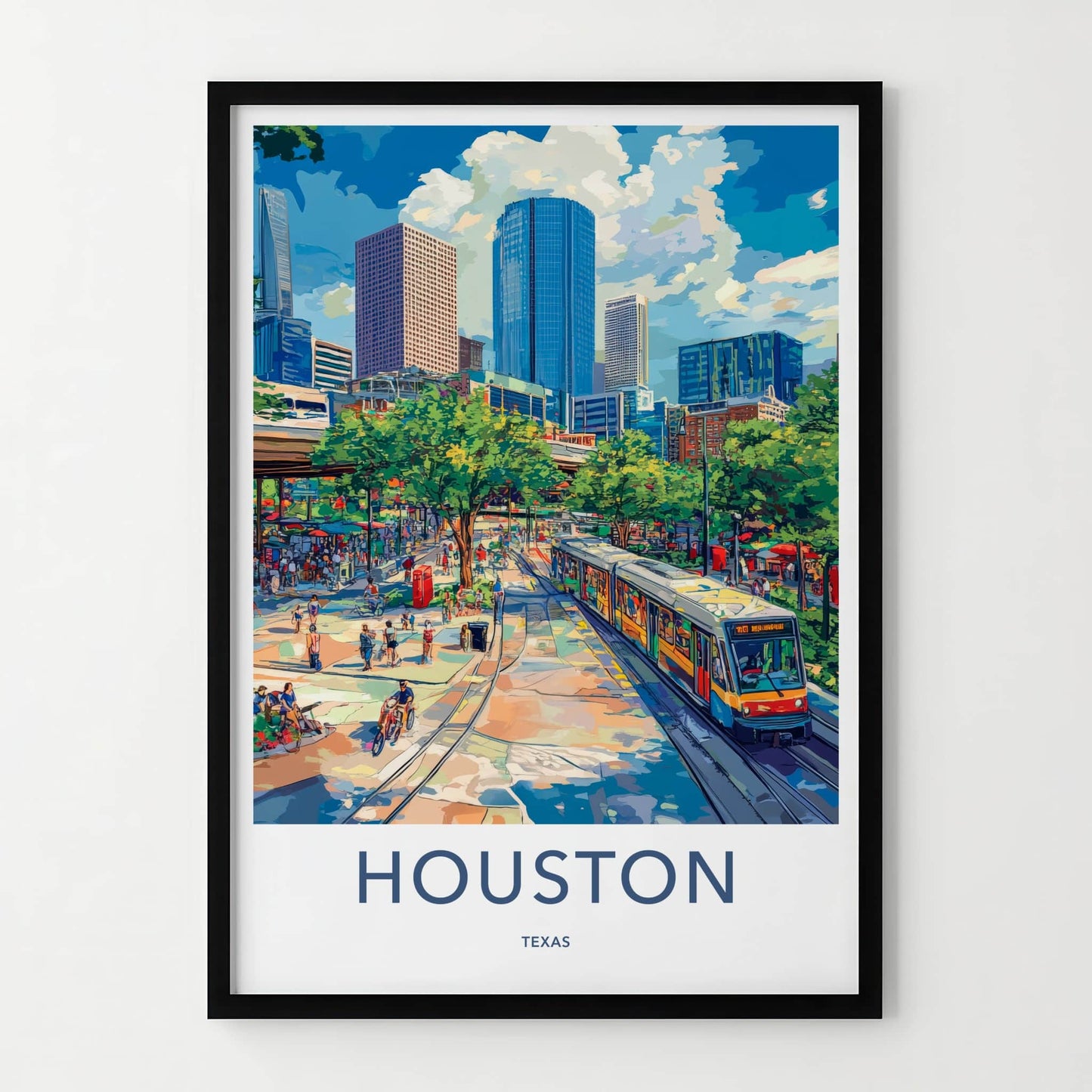 Houston Poster - Texas Wall Art - Vibrant Urban Landscape Home Decor