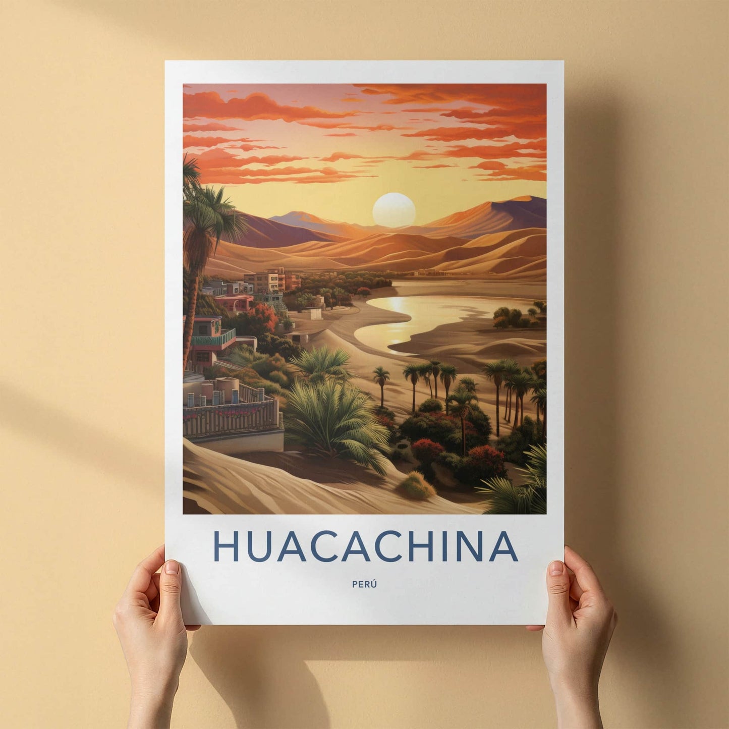 Huacachina Poster - Peru Framed Print - Desert Oasis Sunset Framed Decor