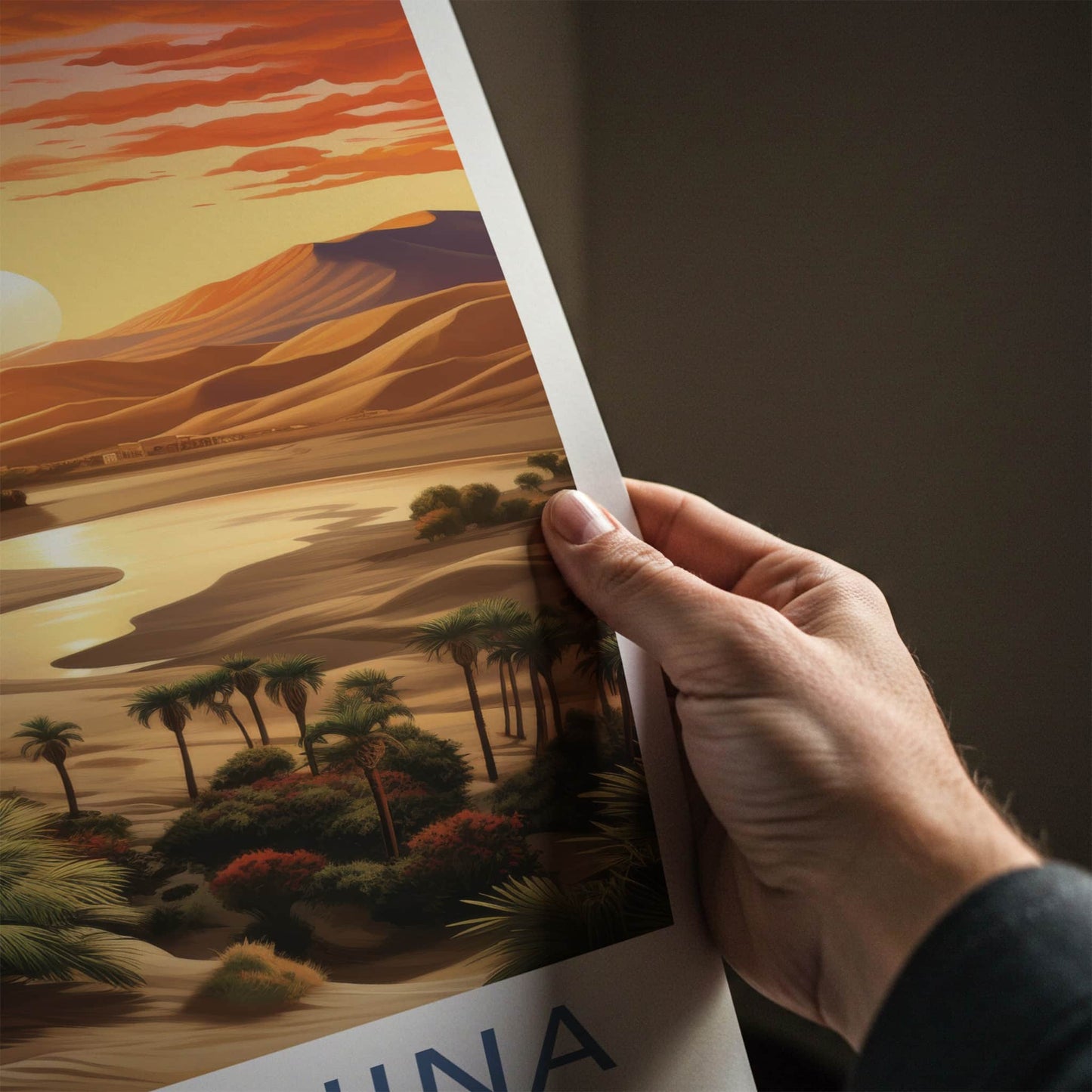 Huacachina Poster - Peru Framed Print - Desert Oasis Sunset Framed Decor