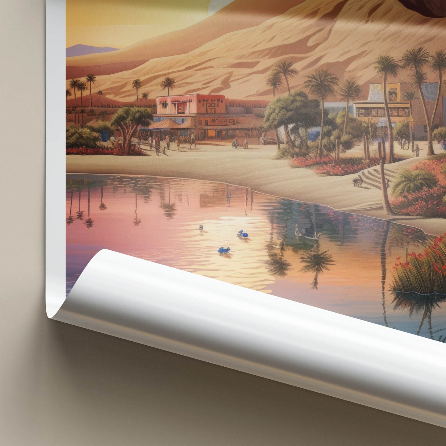 Huacachina Poster - Peru Travel Art - Desert Oasis Lagoon Home Decor