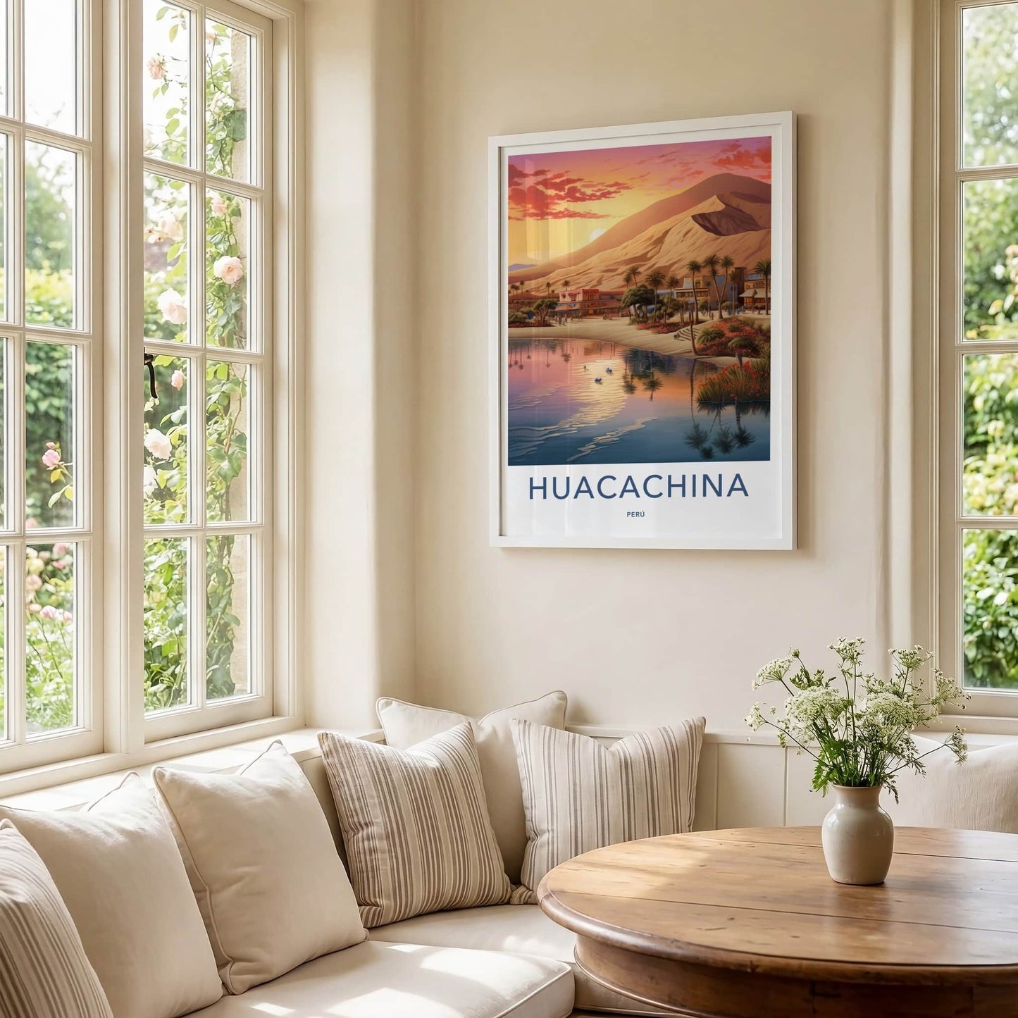 Huacachina Poster - Peru Travel Art - Desert Oasis Lagoon Home Decor