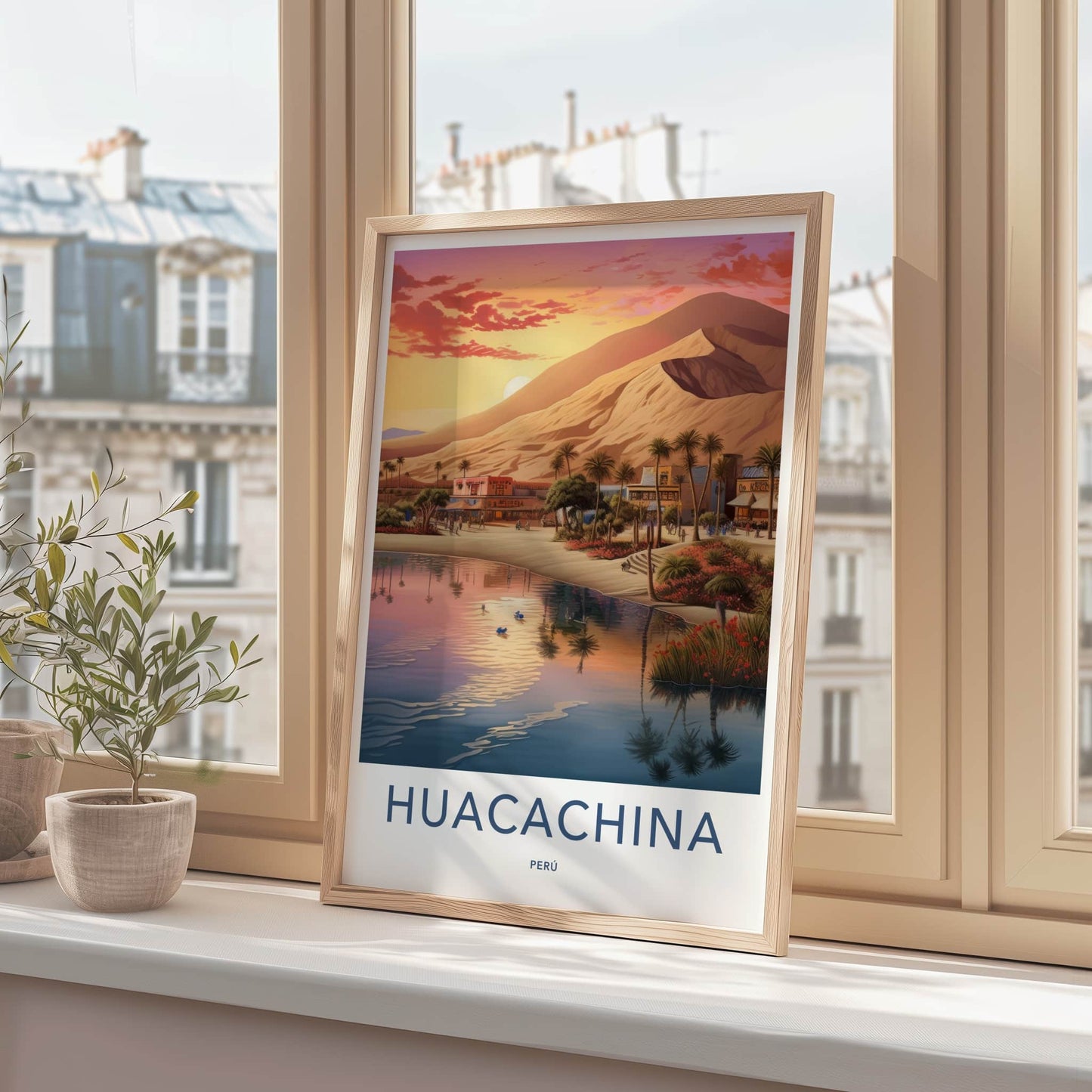 Huacachina Poster - Peru Travel Art - Desert Oasis Lagoon Home Decor