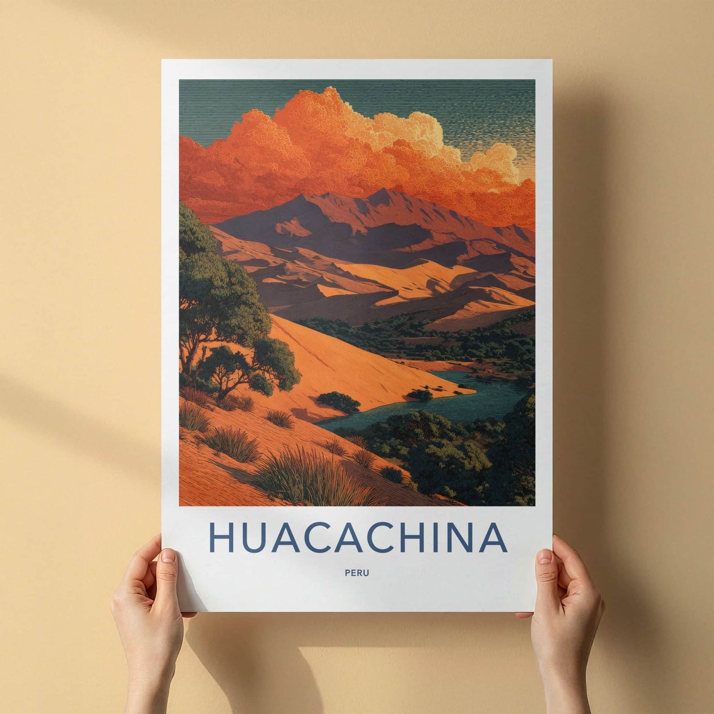 Huacachina Poster - Peru Wall Art - Desert Oasis Lagoon Home Decor