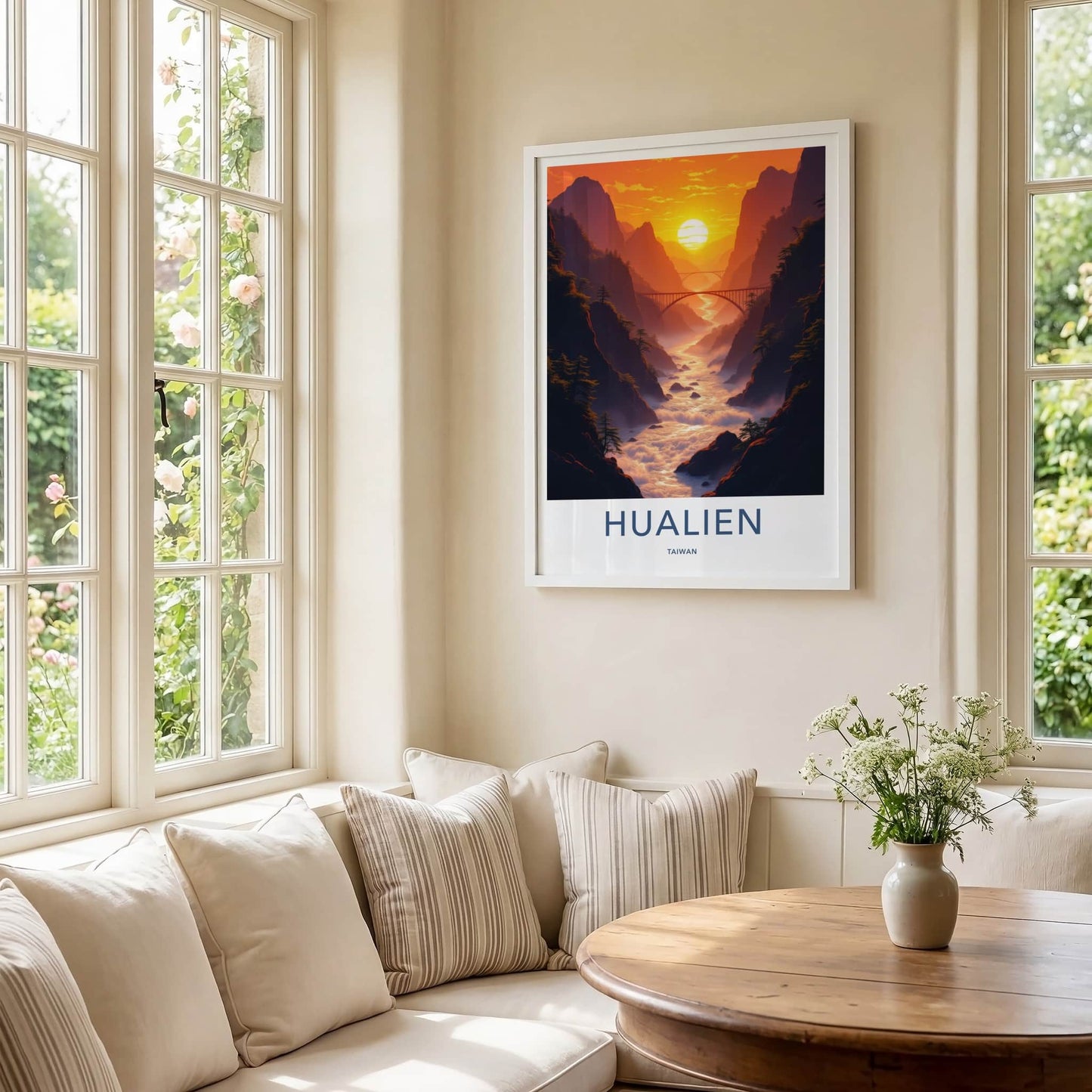 Hualien Poster - Taiwan Framed Art - Sunset Mountain River Gallery Art