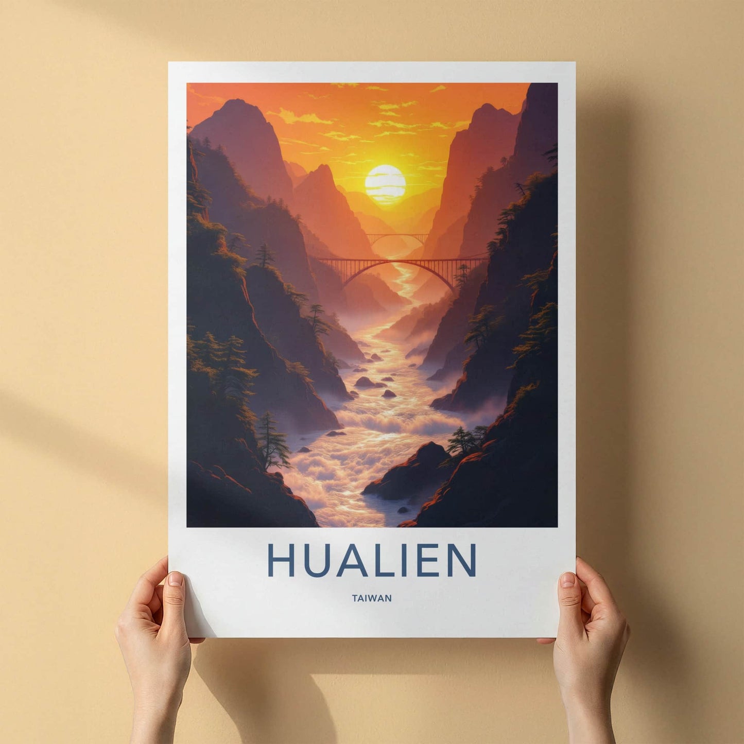 Hualien Poster - Taiwan Framed Art - Sunset Mountain River Gallery Art