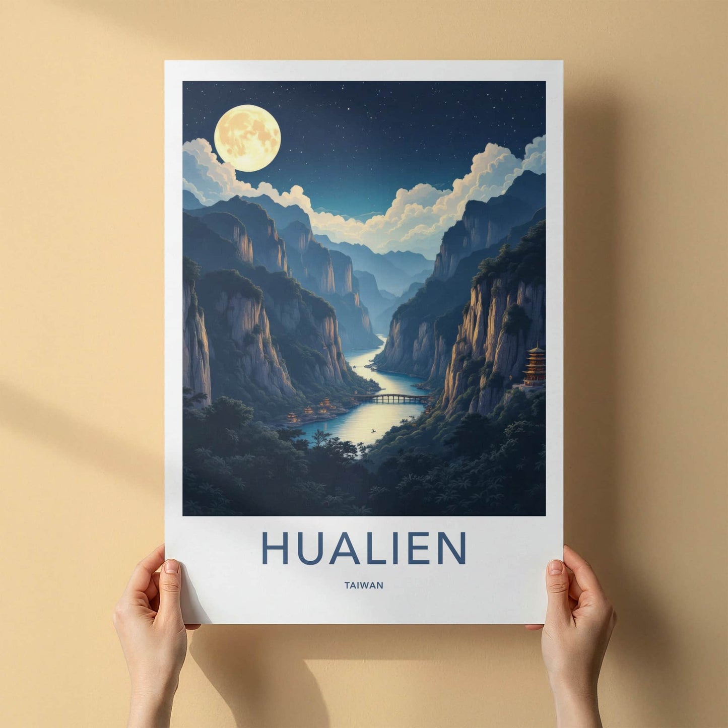 HUALIEN Poster - Taiwan Framed Art - Towering Cliffs River Wall Decor