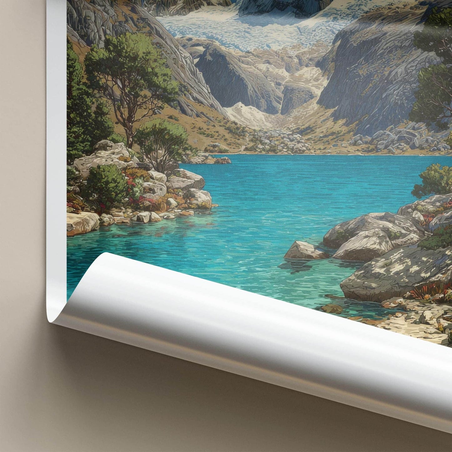 Huandoy Poster - Peru Art Print - Massive Glacier Lake Wall Decor