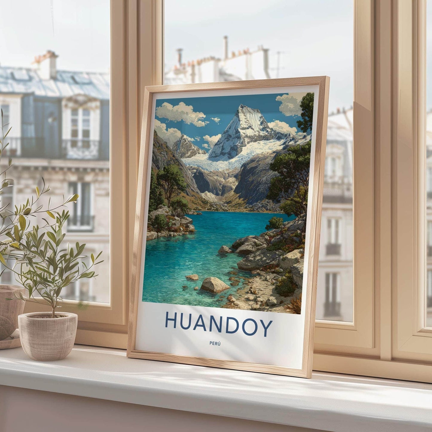 Huandoy Poster - Peru Travel Art - Azure Waters Mountains Home Decor