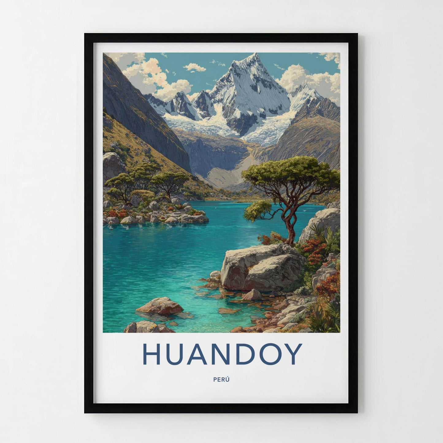 Huandoy Poster - Peru Travel Art - Turquoise Lake Mountain Home Decor