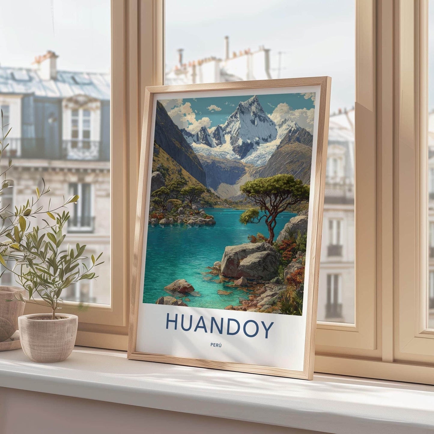 Huandoy Poster - Peru Travel Art - Turquoise Lake Mountain Home Decor