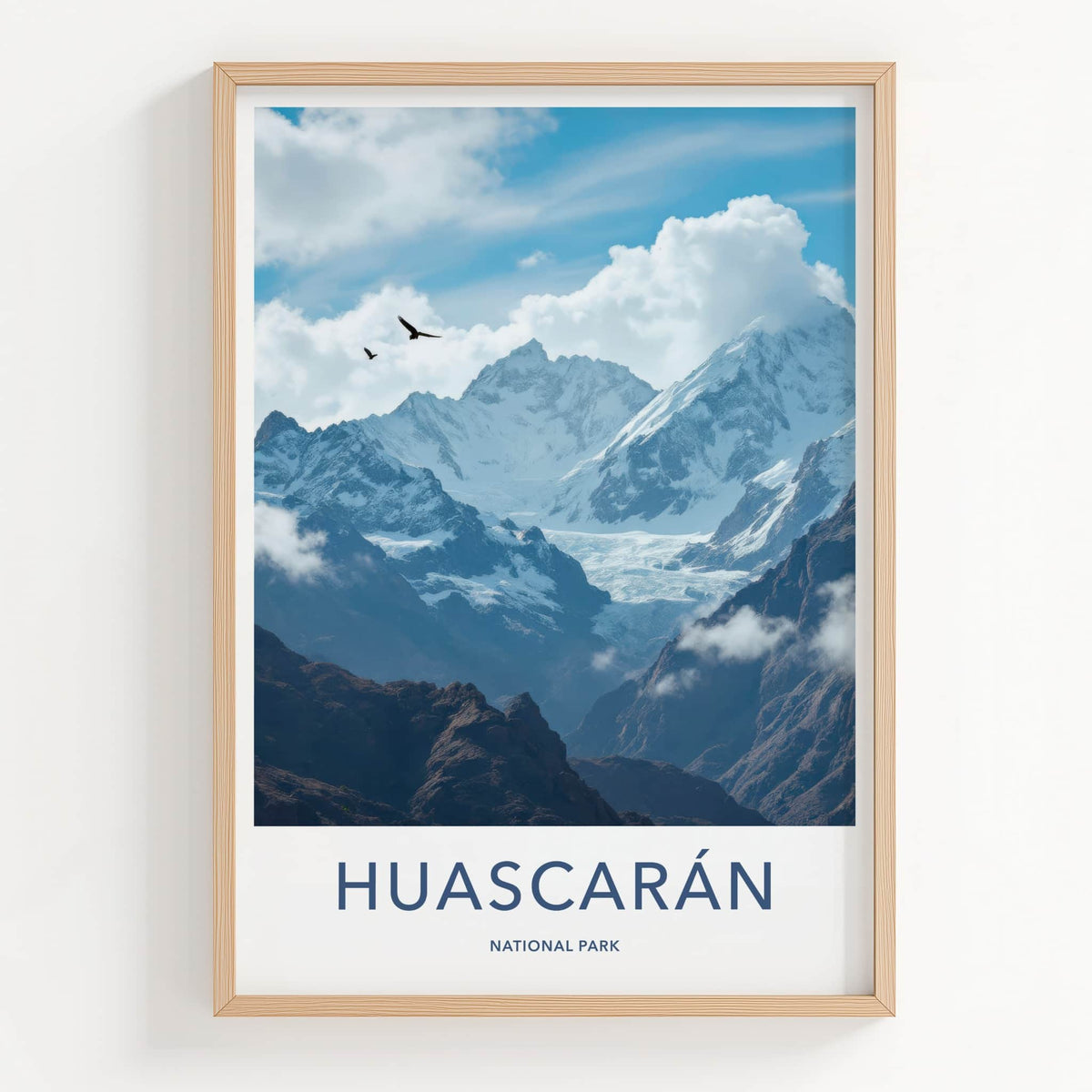 Huascaran National Park Poster - Peru Wall Art - Soaring Birds Glacier Gift